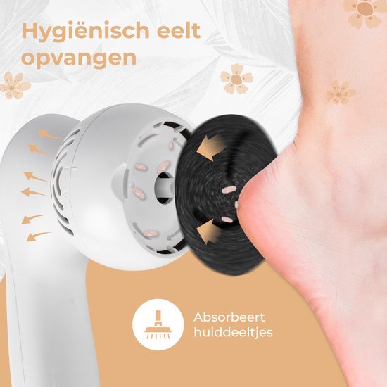 Nuvance Elektrische Eeltverwijderaar - Incl. 3 Schijven - Eeltverwijderaars - 12 Delige Pedicureset - Voetvijl - Usb Oplaadbaar - Wit