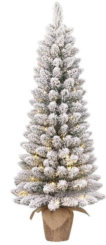 Black Box Trees Gerlos kerstboom met burlap groen frosted 30L TIPS 70 batterijbediend en timer - h75xd36cm