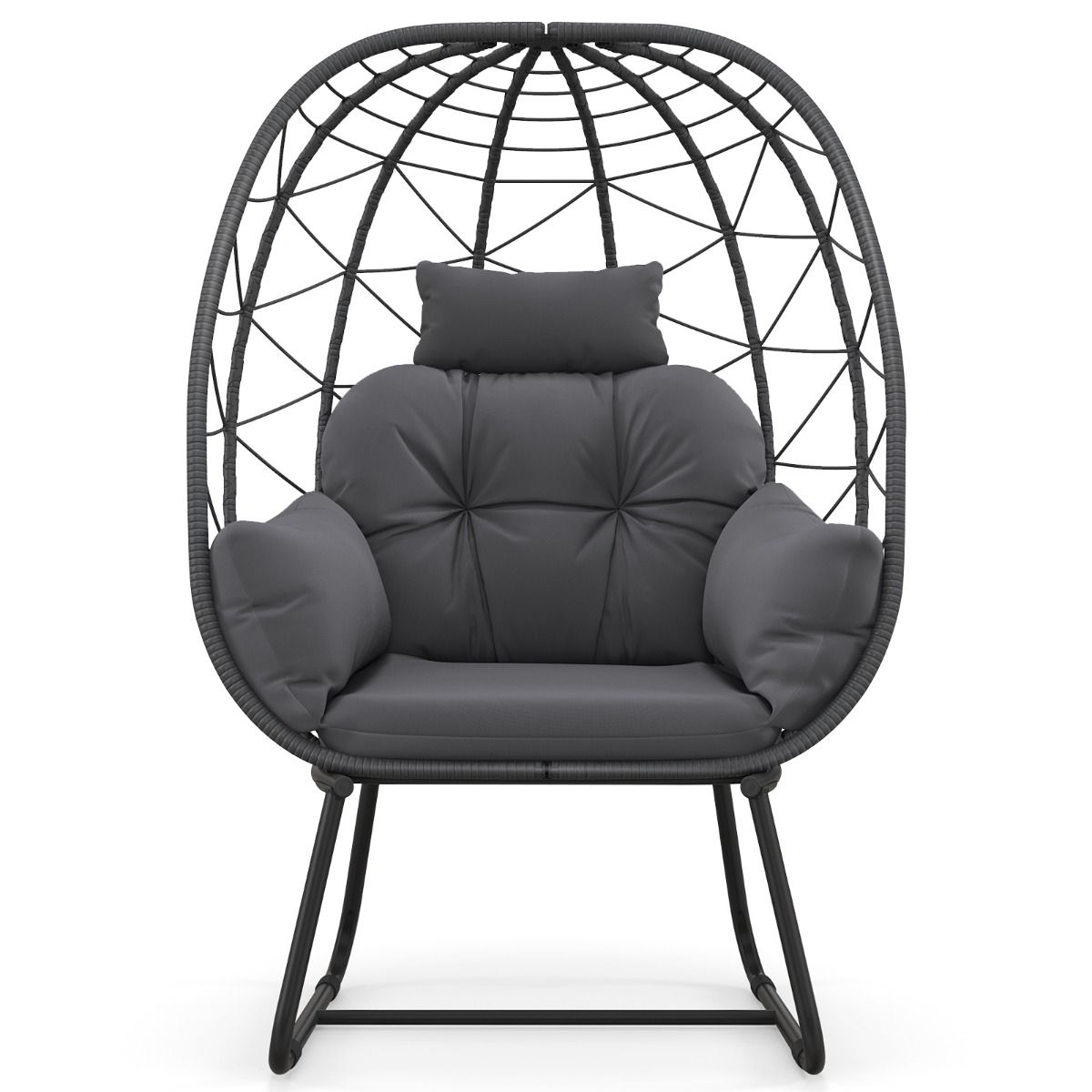 Coast Rotan Loungefauteuil - oversized eivorm - afneembaar kussen - grijs
