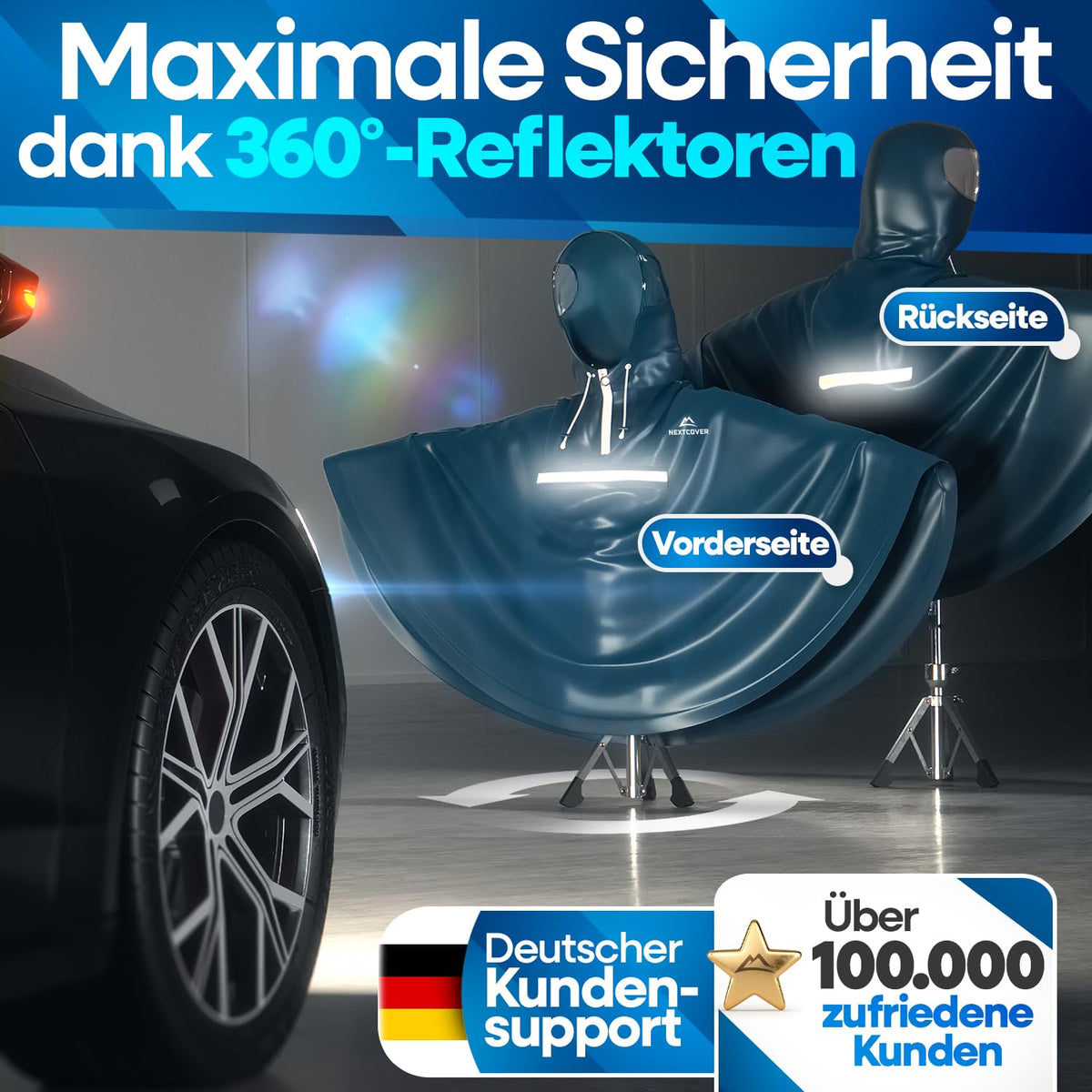 Nextcover Regenponcho AquaShield 2.0 - waterdicht - unisex - voor fietsen en wandelen