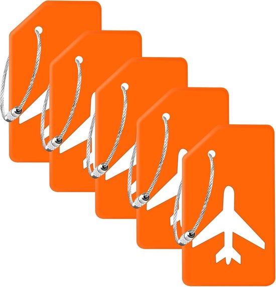 EverNeeds Bagagelabels Siliconen – Oranje – 5 Stuks – Kofferlabels voor Reizen