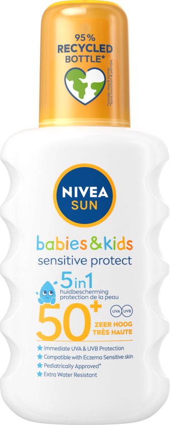 NIVEA SUN Babies & Kids Sensitive UV-Zonnebrand Spray - Baby en Kind - SPF 50 - Zonnespray - Zonbescherming - 200ml