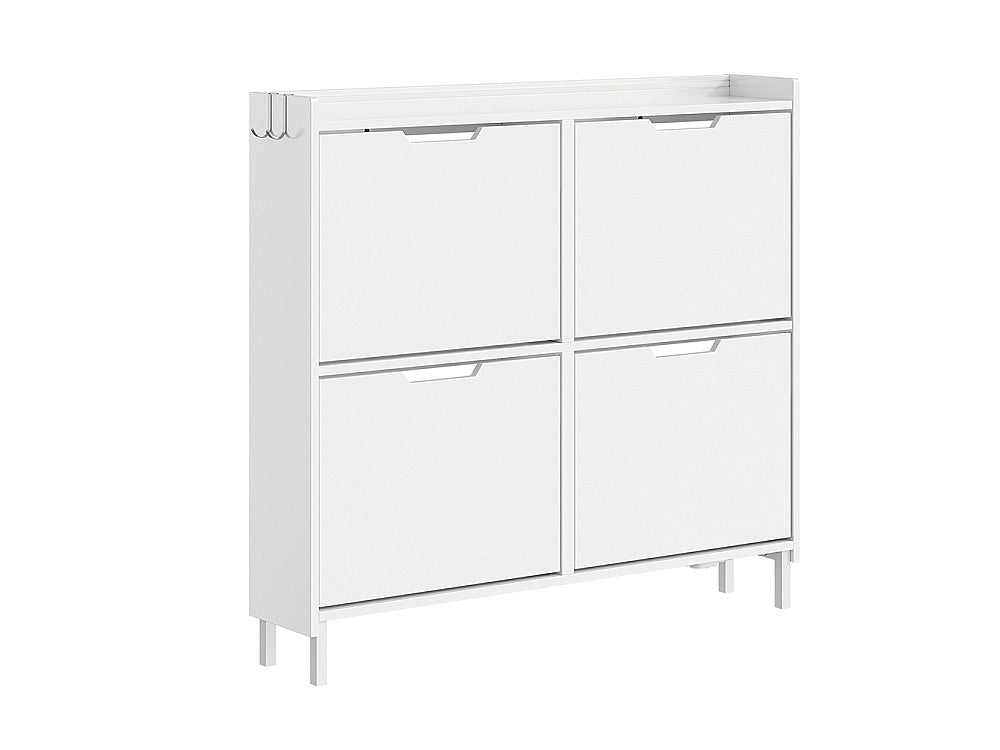 Sobuy Schoenenkast 4 Klaptuigen - Compact Ontwerp voor Halletje - 100x19x93 cm - Wit
