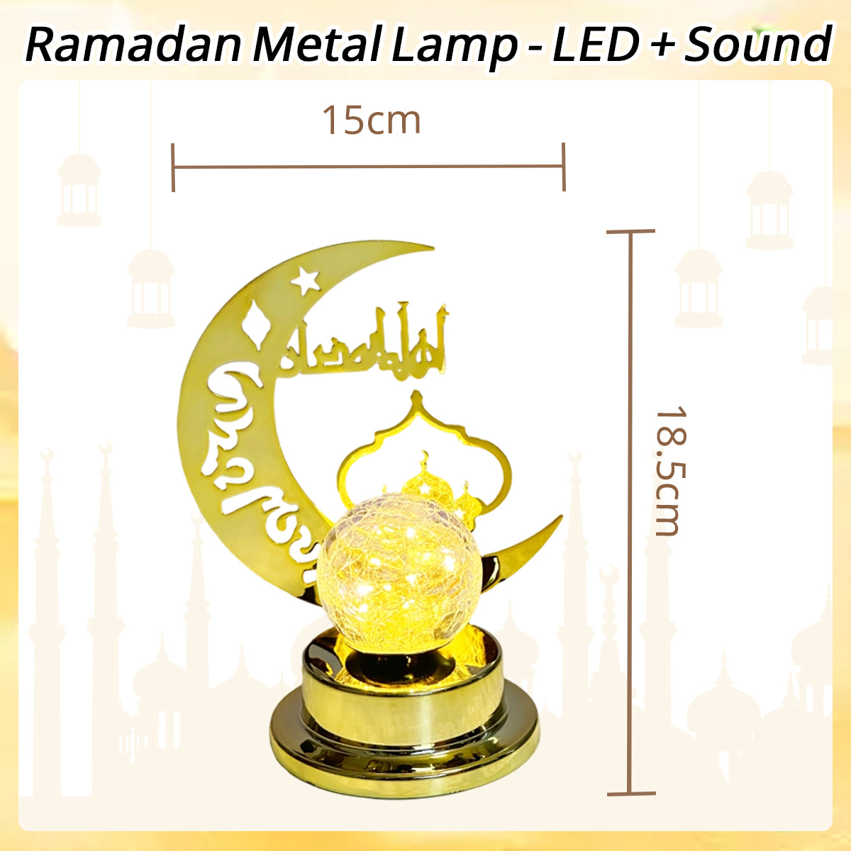 Ramadan Metalen Lamp - LED + Geluid