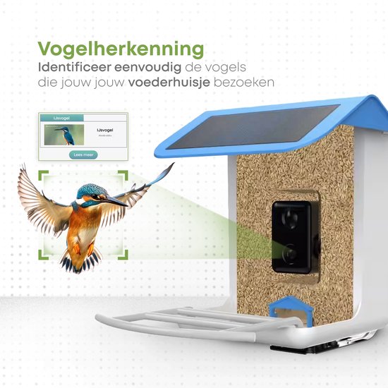 Viervoeter - Vogelvoederhuisje - Vogelhuisje met Camera - AI vogelherkenning - 1080 HD - Audio