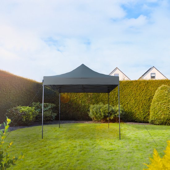 VONROC Partytent - 3x3 m – Premium easy-up Partytent - Modulair Ontwerp – Opvouwbaar – Waterdicht – Stalen Frame - 50+ UV Bescherming - Incl. Opbergtas - Grey