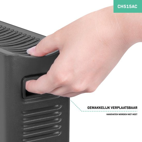 VONROC Elektrische kachel - Convectorkachel met ingebouwde radiator ventilator - 2 standen: 1250W/2000W - Regelbare thermostaat - Verwarmt ruimtes tot 24m2 – Modern design - Grijs