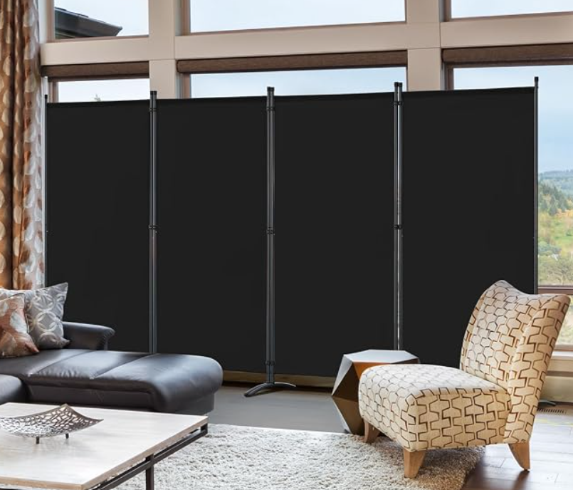 Angel Living Kamerscherm met Wielen 4-Panelen - Zwart - 324 x 180 cm - Opvouwbaar
