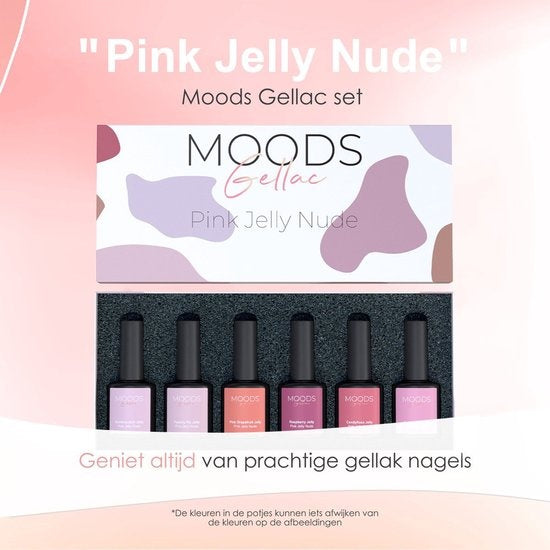 Moods Gellac 6-delige Set - Transparante Gel Nagellak - 8ML - Pink Jelly Nude Edition - Gellac - Nagels - Gellak Starterspakket - Nude Kleuren