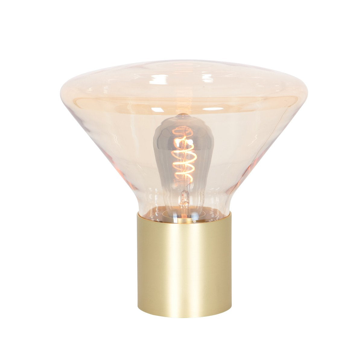 Tafellamp Ambiance 3401ME - Eigentijds messing met amberkleurig glas - Steinhauer - Binnen Gebruik