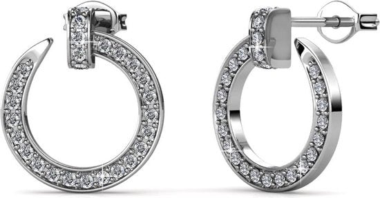 Yolora Dames Oorbellen met Kalpa Camaka Kristallen - Zilverkleurig - 18K Witgoud Verguld - Vrouwen Oorknoppen Zilver - Oorknopjes - Sieraden - Luxe Giftbox - Geschenkdoos - Cadeau doos - Exclusieve Geschenkverpakking - Mooie Cadeauverpakking