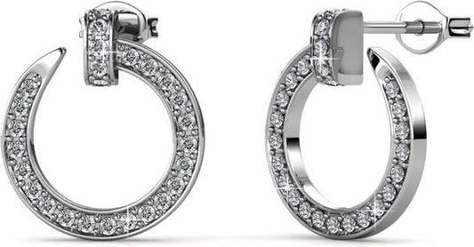 Yolora Dames Oorbellen met Kalpa Camaka Kristallen - Zilverkleurig - 18K Witgoud Verguld - Vrouwen Oorknoppen Zilver - Oorknopjes - Sieraden - Luxe Giftbox - Geschenkdoos - Cadeau doos - Exclusieve Geschenkverpakking - Mooie Cadeauverpakking