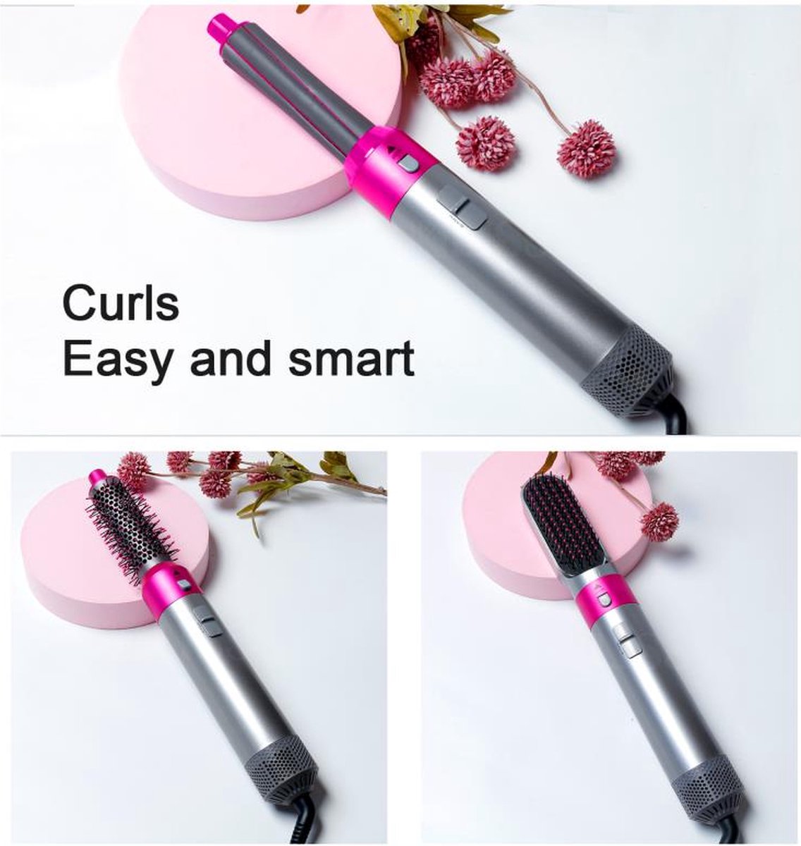 YiKo - Föhnborstel - Stijlborstel - 5-IN-1 Set- Krulborstel - Magic brush - Haardroger - Föhn - Multistyler - Automatische Krultang