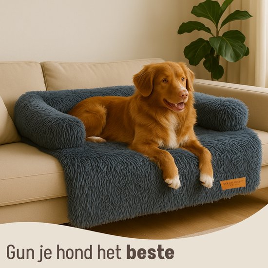 By Cee Cee Origineel Hondendeken Bank – Hondenkleed Bank - Hondenmand - Premium - Volledig Afritsbaar - Donkergrijs- 102x90 - Maat L