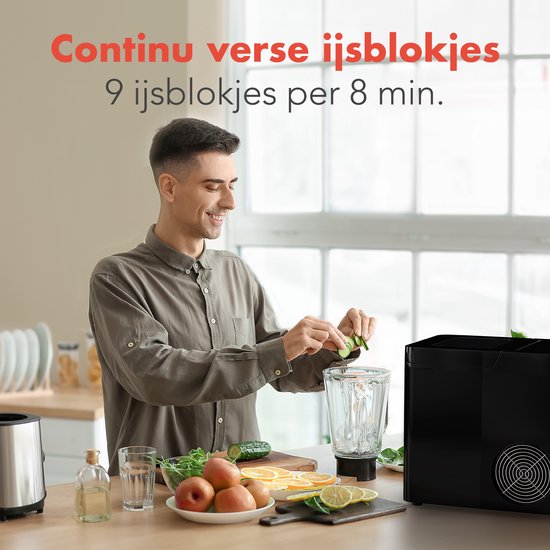 KitchenBrothers Ijsblokjesmachine - 2.1L - 15kg/24 uur - Draagbaar - Zelfreinigingsfunctie - Zwart