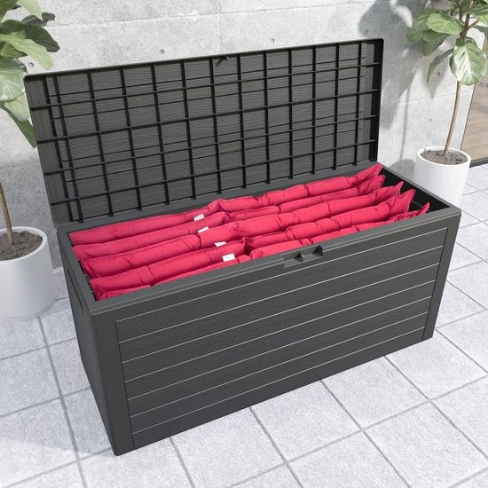 Deuba Opbergbox Antraciet 120 x 46 x 57cm - Buiten - Geschikt voor terras, balkon en tuin