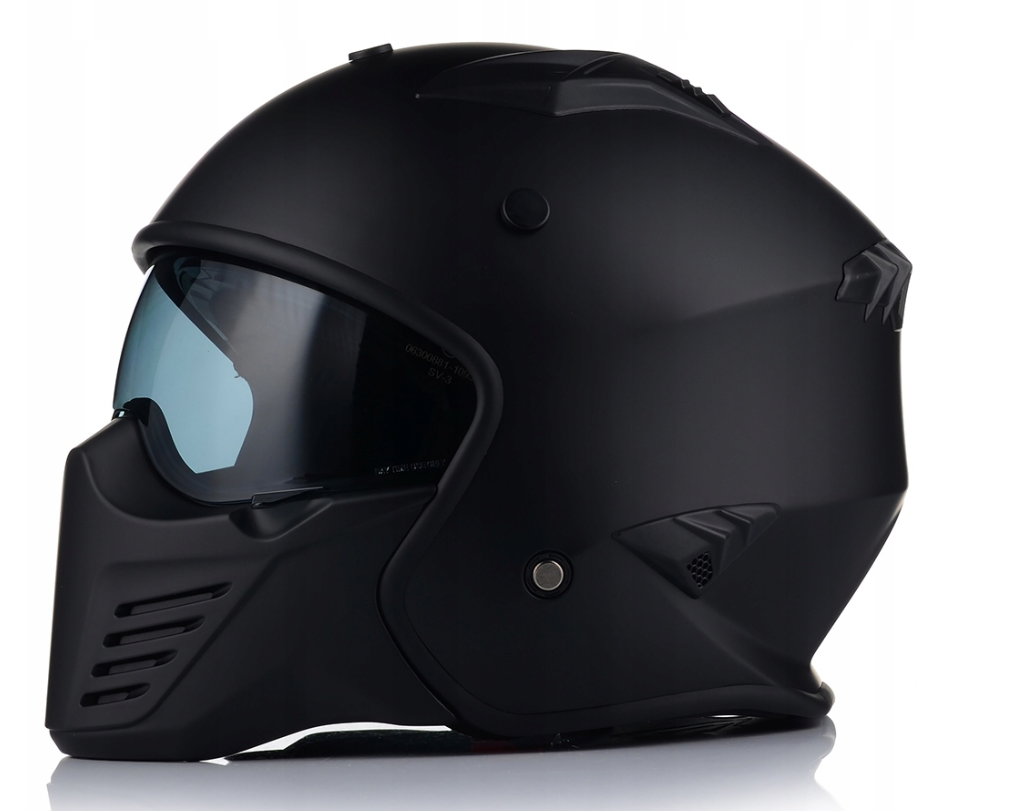 Vito Motorhelm Bruzano - Open Face Jethelm met Zonnevizier - Maat M (57-58 cm) - Mat Zwart