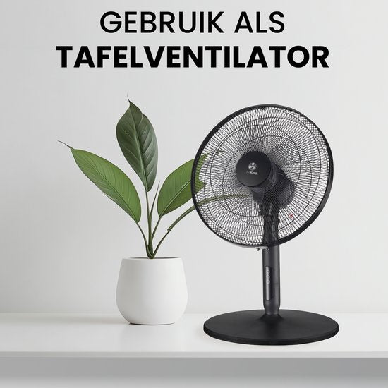 AirKing 3-in-1 Statiefventilator met afstandsbediening – Energie Zuinige Ventilator Staand met 3 Snelheidsstanden - Koelventilator met Timer en Nachtstand voor Optimale Verkoeling - Zwart