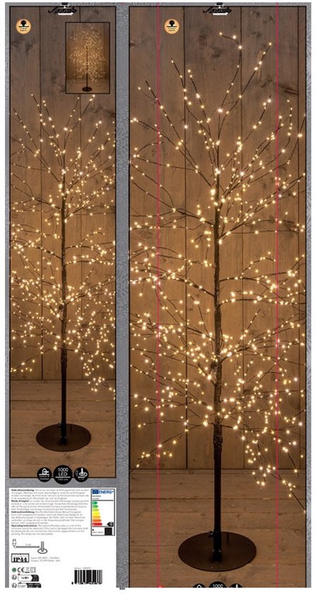 Anna's Collection Lichtboom - zwart - 150 cm - metaal - 1000 leds - warm wit - kerstboom