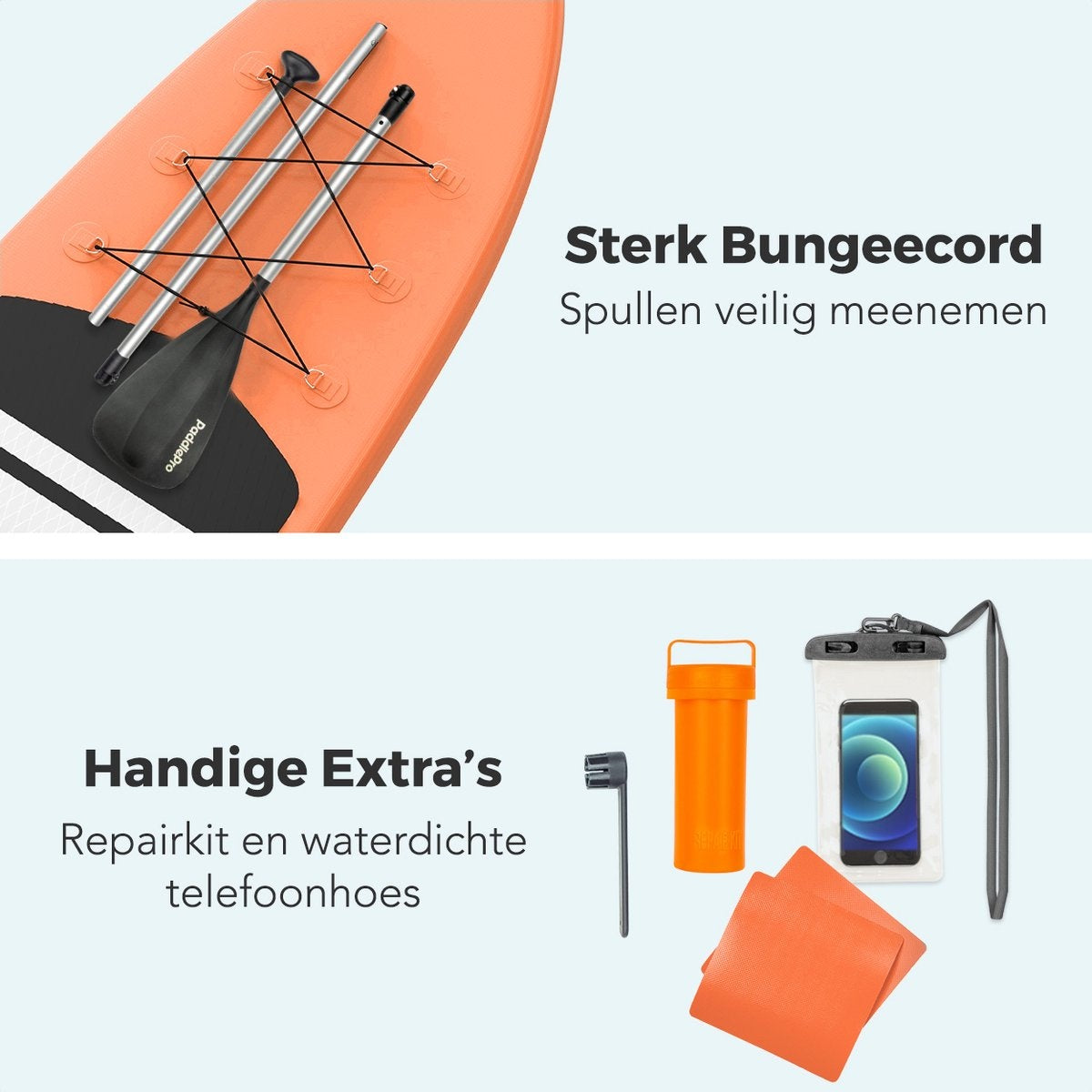 LifeGoods - SUP Board & Opblaasbaar Paddle Board - 320x81 cm - Oranje PVC - Stabiel & All-round - Inclusief Complete Set - Maximaal Draaggewicht 135 kg