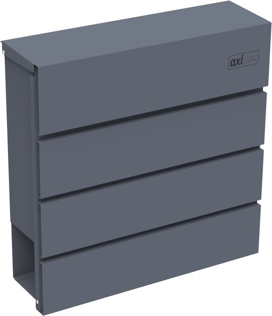 AXI Jake Brievenbus van Metaal – Antraciet – Stalen Brievenbus met Slot – Wandmodel –37x11x37 cm – Inclusief 2 Sleutels – Met Krantenhouder – Weerbestendig