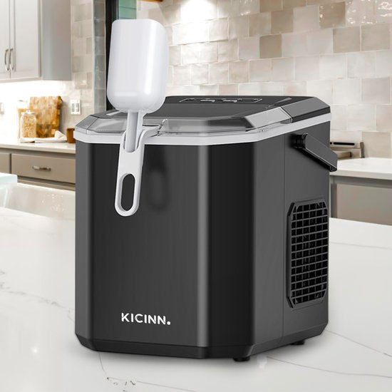 Kicinn IJsblokjesmachine - IJsblokjes Machine - IJsblokjesmaker - IJsschep - 12kg/24uur - Zelfreinigingsfunctie - Zwart