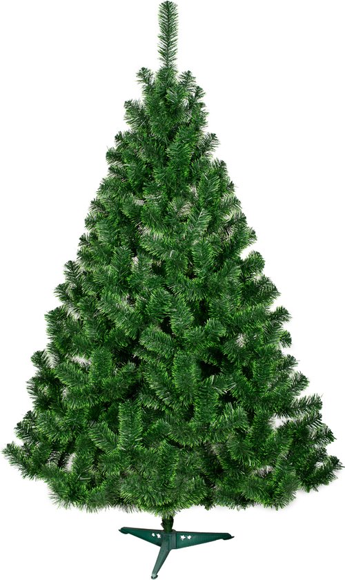 180cm Kerstboom Kunstkerstboom Kerstboom met Opvouwbare Metalen Standaard PVC Kunstboom Decoratieve Boom met 1355 Tips Groen