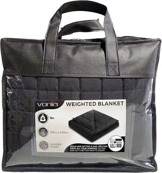 Vonia Verzwaringsdeken 9 kg - Verzwaarde Deken - Weighted Blanket - 150 x 200 cm – Zwart