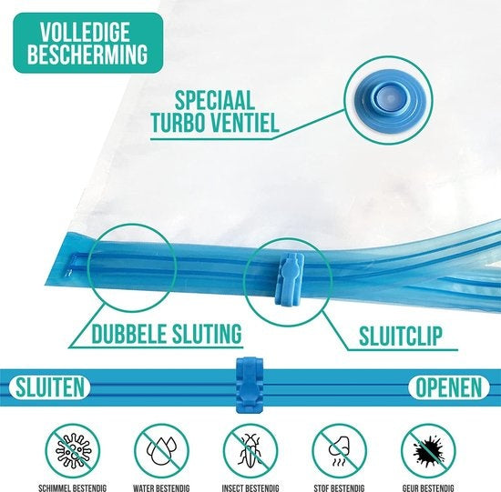 Strex Vacuumzakken Dekbedden & Kleding - 14 Stuks / 4 Maten - Reiszakken / Vacumeerzakken - Incl. Handpomp