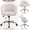 Yaheetech Fluwelen Bureaustoel met Armleuningen en Wielen - Beige - 60 x 56,5 x 73-83 cm