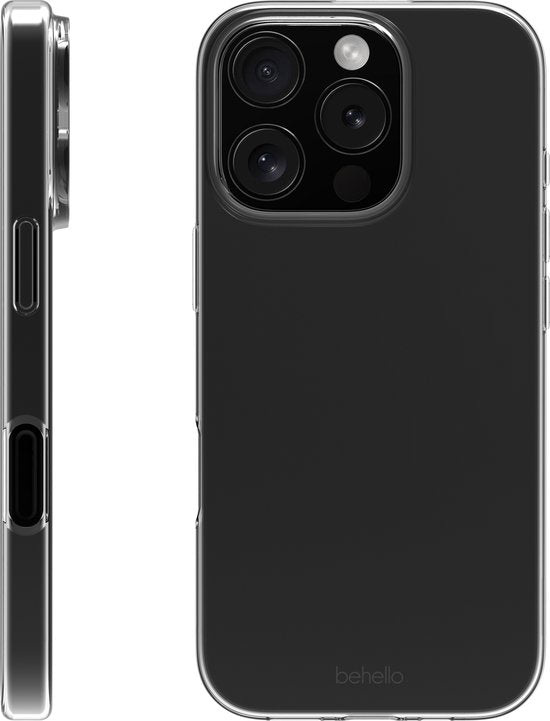 BeHello Hoesje iPhone 16 Pro - Dunne Gel Case - Flexibel iPhone 16 Pro Hoesje van Ecologisch Plastic - Transparant