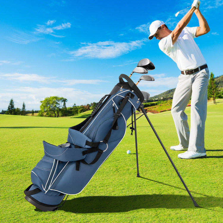 Coast Golf Stand Cart Bag – 4-weg verdeler – Lichtgewicht met 4 opbergvakken – Inclusief regenhoes – Handvatten en dubbele schouderriem – Afmetingen: 36 x 32 x 112 cm – Kleur: Zwart