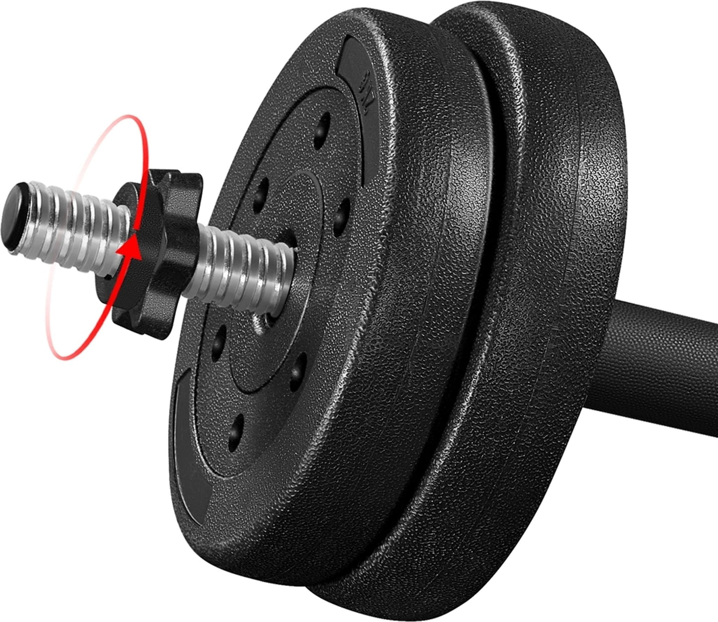Yaheetech verstelbare dumbbell set 2x 15 kg zwart - 33,7 cm halterstang - Ø30 mm grip