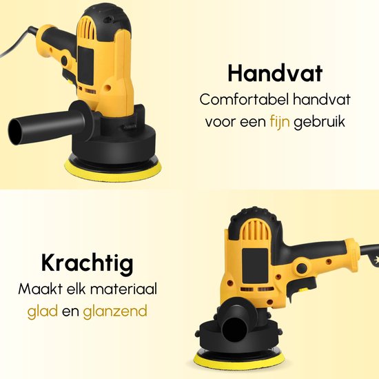 Gtrise Polijstmachine - Poetsmachine Auto - 6 Polijstschijven - 1400W Krachtig - Polier