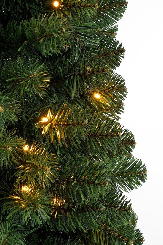 Black Box Trees Charlton Smalle Kerstboom met Timer en Dimfunctie - Kerstversiering voor Binnen tijdens de Feestdagen - Kunstboom met Scharnierconstructie - H215 x Ø56 cm - Groen