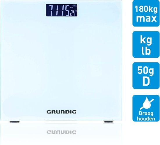 Grundig Personenweegschaal - Digitale Weegschaal - 50 Gr Nauwkeurig - tot 180 KG