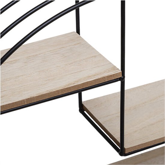 Atmosphera Wandplank/boekenplank Mirna - zwart - metaal/hout - 3 plankjes - 39 x 10 x 36 cm