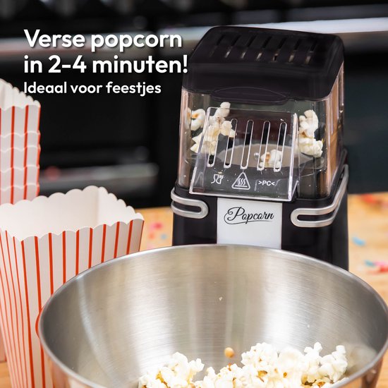 Gadgy Popcorn Machine Retro - Zwart - Hete Lucht Popcorn Maker- 26,5 x 14 CM - Funcooking voor Party & Kids