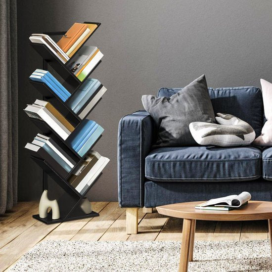 Bayt Boekenkast - Boekenrek - Boekenplank - Industrieel Hout - Zwart - 116x20x34 cm