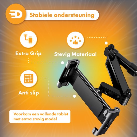 Tablet Houder Auto - Hoofdsteun - 360 Graden Draaibaar - Geschikt voor Tablet, Telefoon en meer