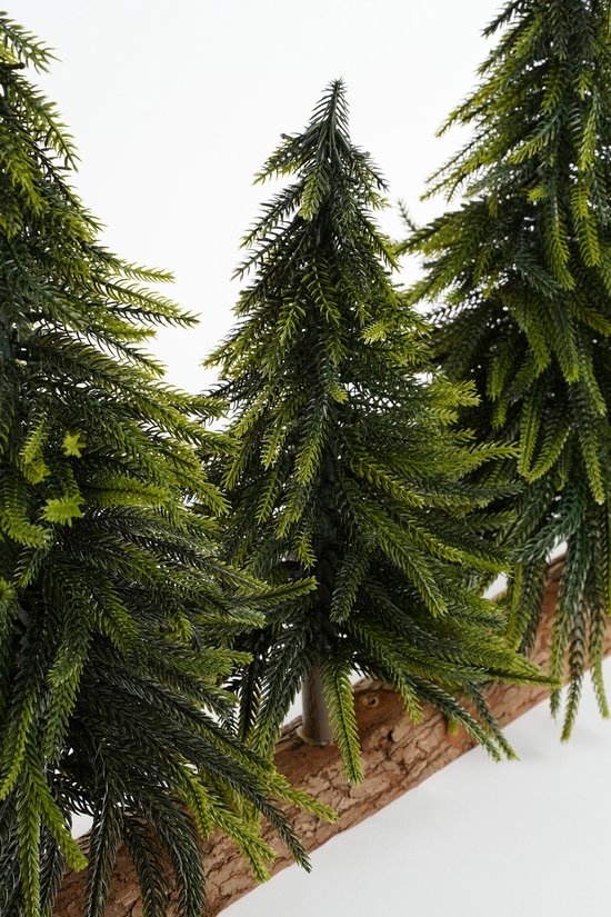 House of Seasons Decoratie Boomstam met Kunstkerstbomen - L80 x H40 cm - Groen