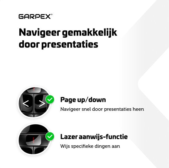 Garpex® Draadloze Presenter - Presentatie klikker - Wireless Presenter - Powerpoint afstandsbediening - Laser Pointer - Draadloos