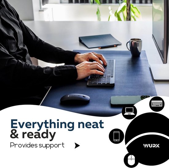 WURK Professionele Bureau Onderlegger [120 cm x 60 cm] - Muismat XXL - Mouse Pad - Multifunctionele Grote Bureauonderlegger – Desk Mat [Donker Blauw]