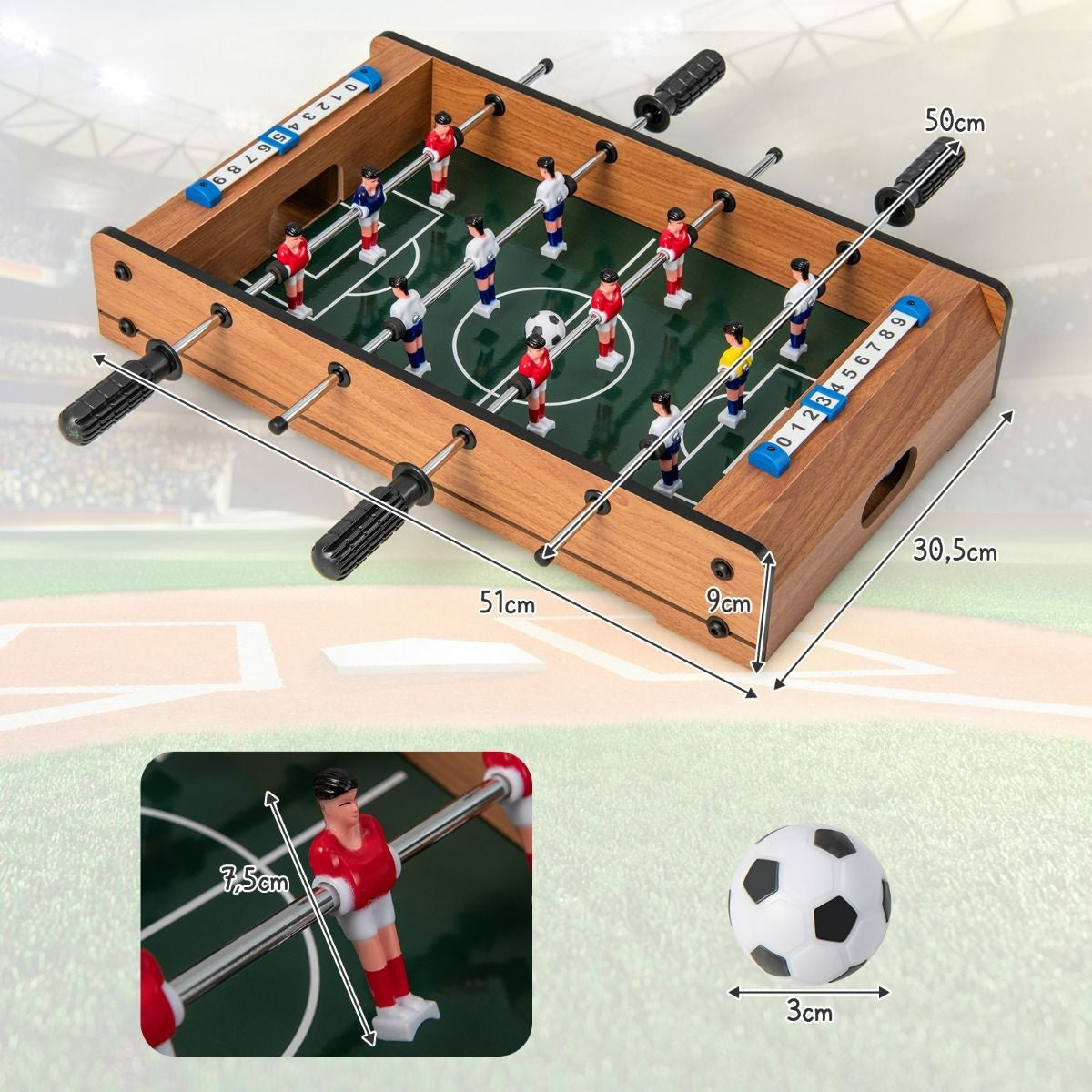 Coast Mini-Tafelvoetbaltafel - Voor Kinderen - 51 x 31 x9 cm