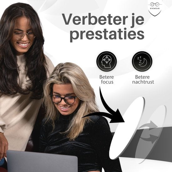 LC Eyewear Beeldschermbril - Blauw Licht Bril - Incl. Brillenkoker - Unisex - Mat Zwart