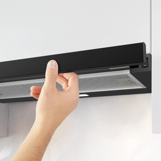 CIARRA CBCB6906D - Vlakscherm Afzuigkap - 60cm Zwart – Inclusief set koolstoffilters - 370m3 – Energieklasse A++