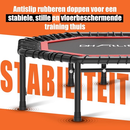 DH FitLife Opvouwbare Fitness Trampoline Ø121 cm – Indoor Trampoline zonder Installatie – Met 3 Verstelbare Handgrepen – Stevig & Stil, tot 150 kg, Voor Kinderen & Volwassenen