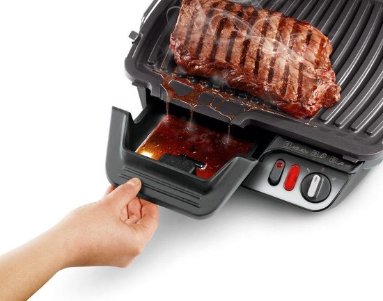 Tefal Ultra Compact 600 Comfort GC3060 Contactgrill - Barbecuestand - Regelbare temperatuur - Uitneembare Anti-aanbakplaten - Vet opvangbak - Verticaal opbergen - 2000W - RVS
