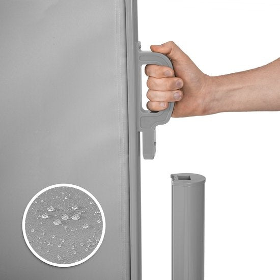 tectake® - Aluminium windscherm uitschuifbaar uitrolbaar zijluifel terrasscherm privacyscherm - dubbel - 200 x 600 cm - grijs - 402337