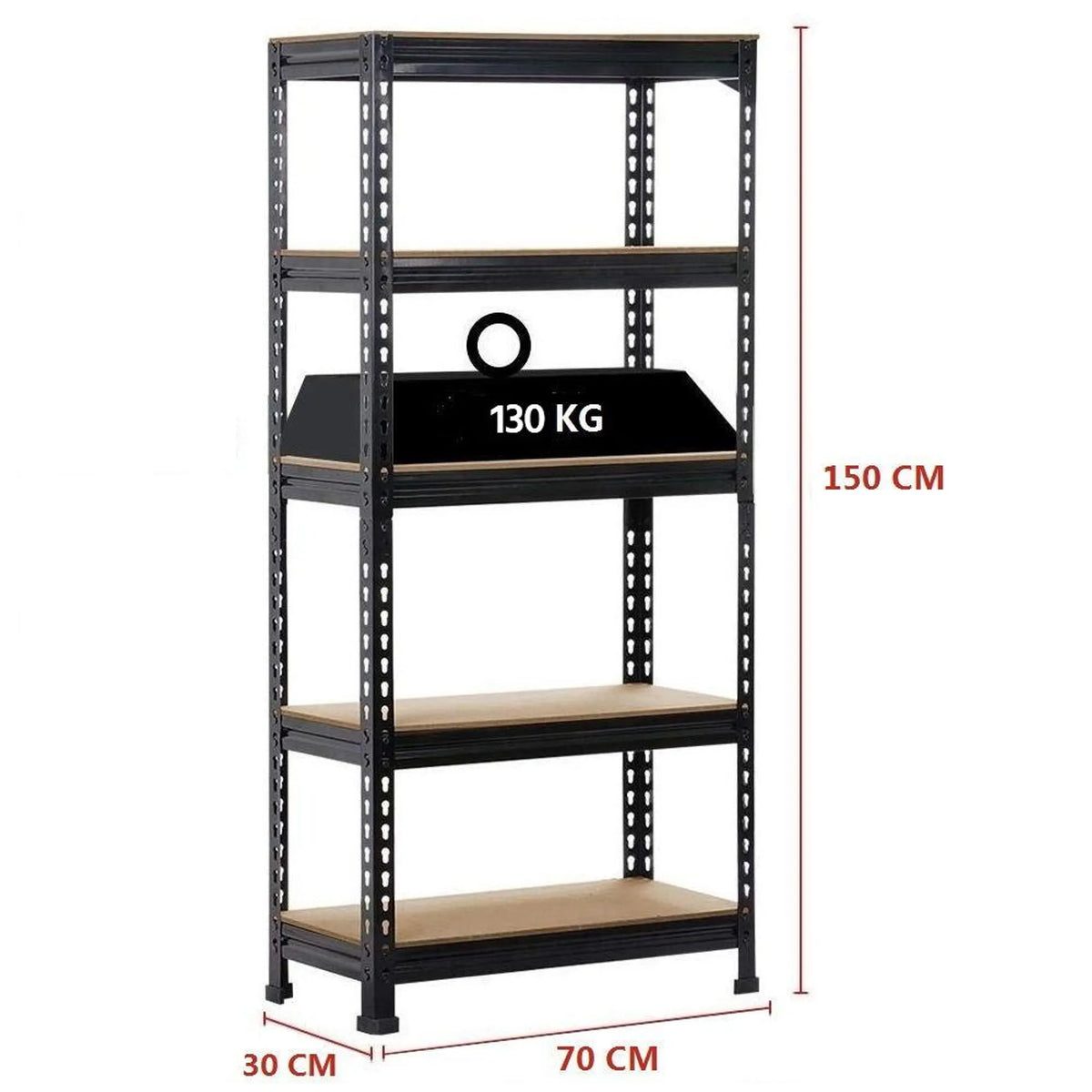 Yaheetech Stellingkast 2 Stuks 70 x 30 x 150 cm - Zwart - 5 Verstelbare Legplanken